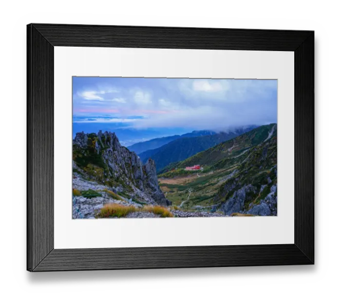 Framed Print : Look down on Senjojiki cirque at the evening twilight time Framed Print : Look down on Senjojiki cirque at the evening twilight time