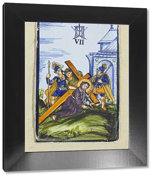 Ceramic Tile Showing 7Th Station Of The Cross - Jesus Falls For The Second Time