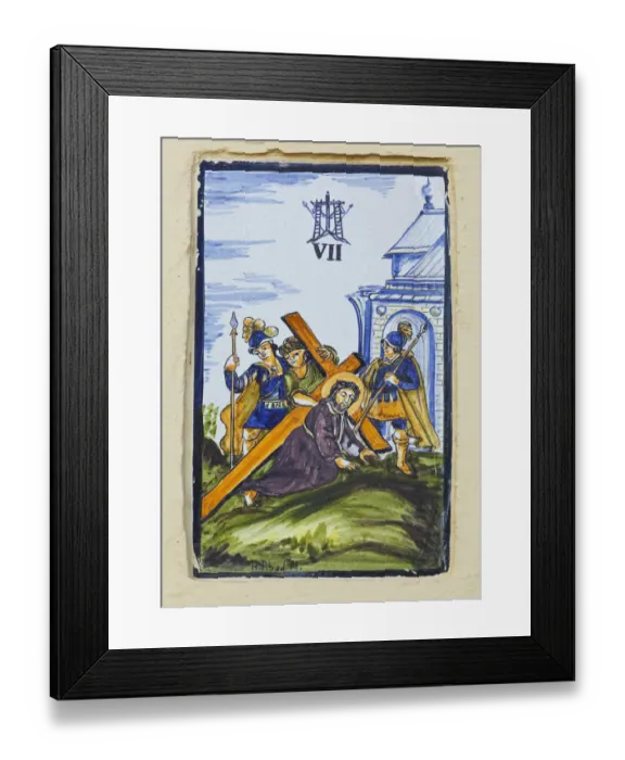 Framed Print : Ceramic Tile Showing 7Th Station Of The Cross - Jesus Falls For The Second Time Framed Print : Ceramic Tile Showing 7Th Station Of The Cross - Jesus Falls For The Second Time