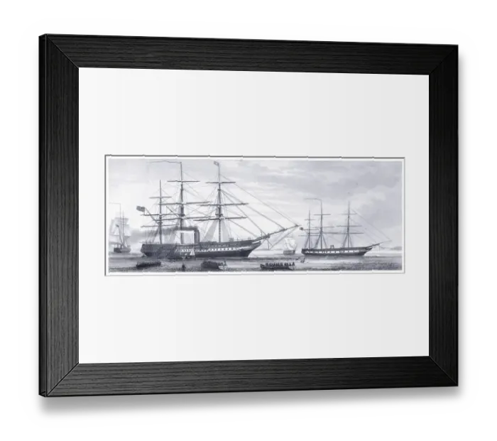 Framed Print : English steam screw frigate 1847 illustration Framed Print : English steam screw frigate 1847 illustration