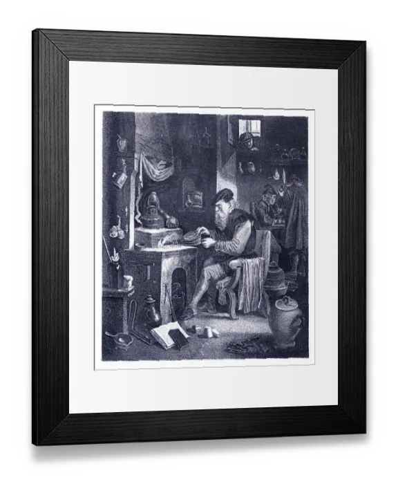 Framed Print : Alchimist working in his laboratory Framed Print : Alchimist working in his laboratory