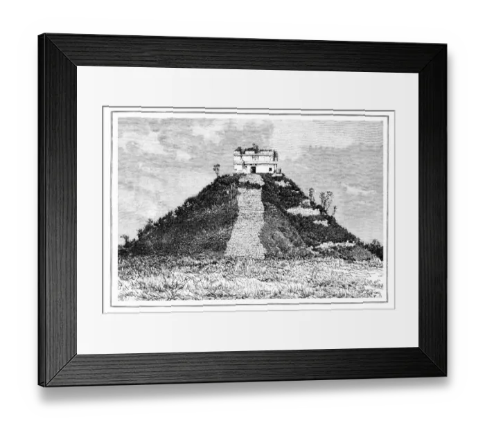 Framed Print : Chichen Itza Kukulcan Temple in Yucatan Mexico 1889