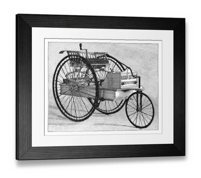 Framed Print : Vintage Tricycle electric car 1894 Framed Print : Vintage Tricycle electric car 1894