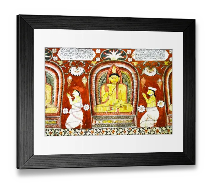 Framed Print : Details of Suvisi Vivarana - Traditional painting of Kandyan Style, Lankatilaka Temple