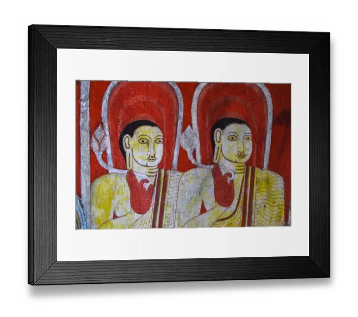Framed Print : Ancient frescoes on Buddhism at Mediliya Viharaya