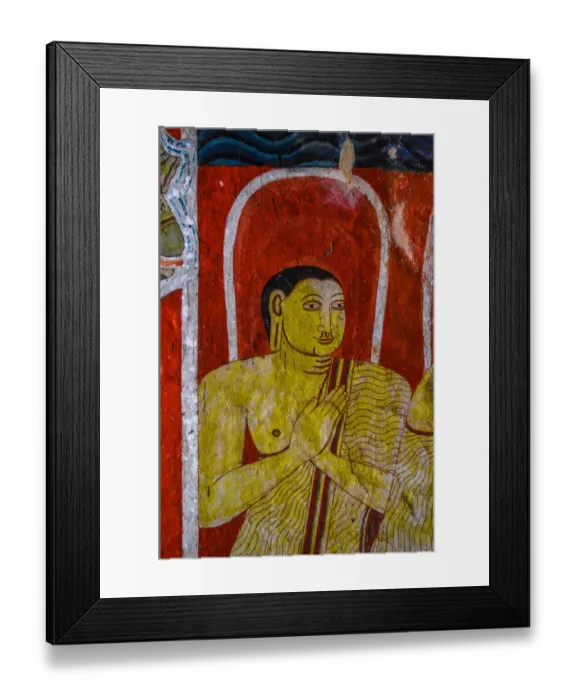 Framed Print : Ancient frescoes on Buddhism at Mediliya Viharaya