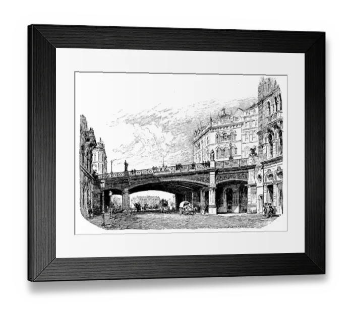 Framed Print : Antique illustrations of England, Scotland and Ireland: Holborn Viaduct Framed Print : Antique illustrations of England, Scotland and Ireland: Holborn Viaduct