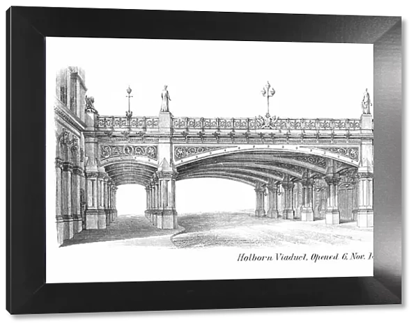 Old engraved illustration of Holborn Viaduct, Popular Encyclopedia Published 1894