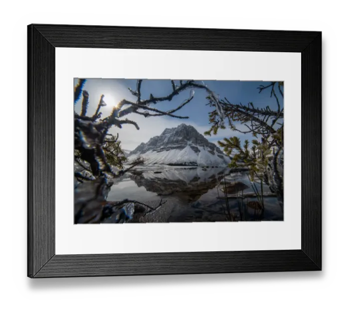 Framed Print : BOW LAKE with crowfoot mountain reflection Framed Print : BOW LAKE with crowfoot mountain reflection