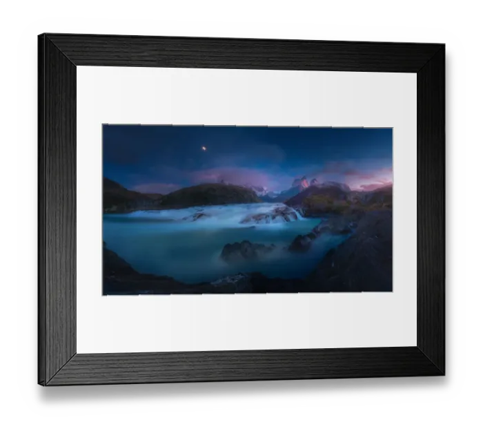 Framed Print : landscape view of Magallanes with Salto Grande foreground Framed Print : landscape view of Magallanes with Salto Grande foreground
