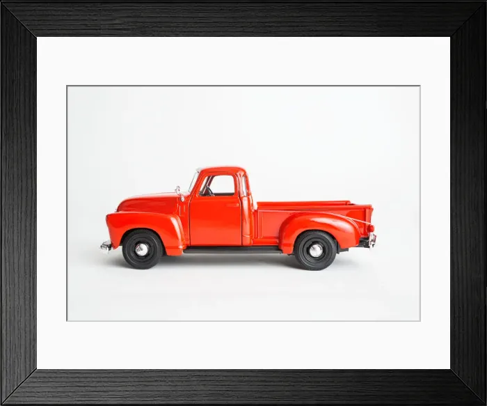 Framed Print : Vintage Red Truck on White Background Framed Print : Vintage Red Truck on White Background