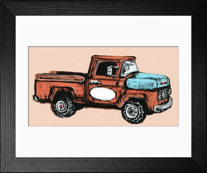 Framed Print : Hand Painted Illustration of an Old Red Truck Framed Print : Hand Painted Illustration of an Old Red Truck