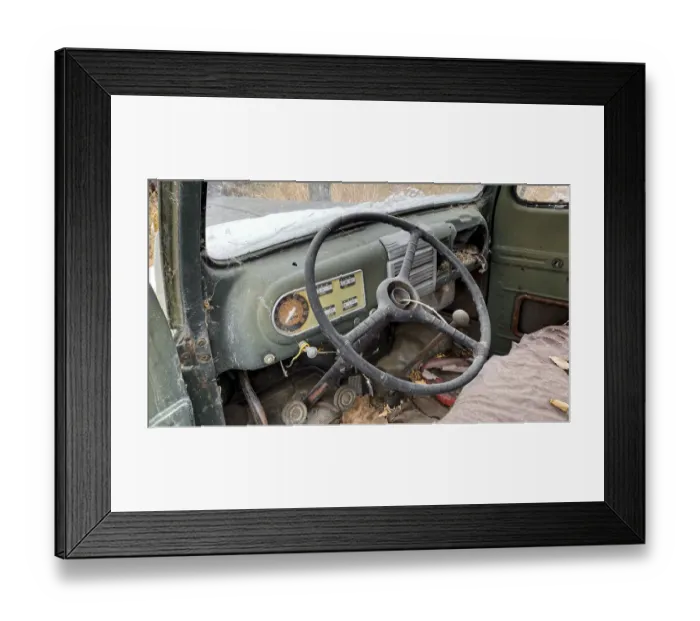 Framed Print : Interior of vintage 1940s pick-up truck Framed Print : Interior of vintage 1940s pick-up truck
