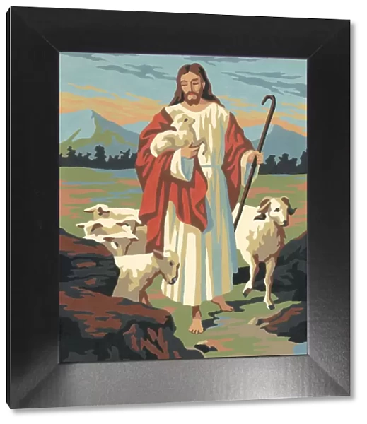 Jesus with a Flock of Sheep