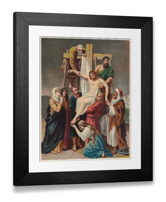 Framed Print : Descent from the Cross, chromolithograph, published in 1886 Framed Print : Descent from the Cross, chromolithograph, published in 1886
