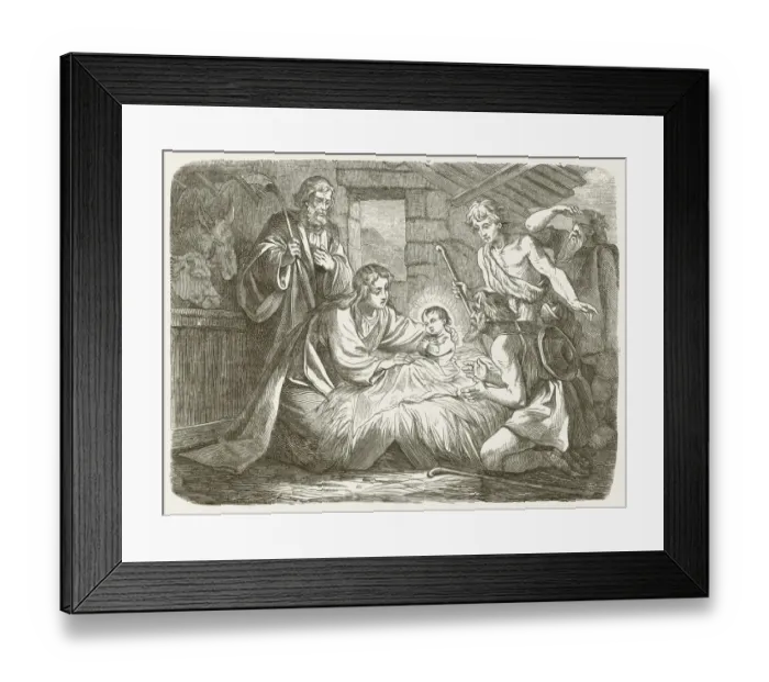 Framed Print : Christmas, wood engraving, published in 1877 Framed Print : Christmas, wood engraving, published in 1877