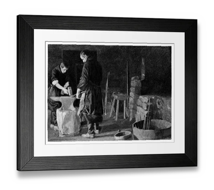 Framed Print : Monks forging metal Framed Print : Monks forging metal