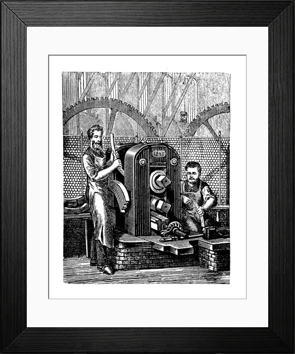 Framed Print : Metallurgy, coin making, Belt stretching machine Framed Print : Metallurgy, coin making, Belt stretching machine