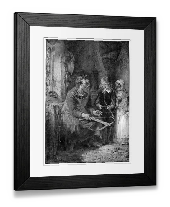 Framed Print : Medieval Crossbow-Maker Showing Children a Crossbow - 15th Century Framed Print : Medieval Crossbow-Maker Showing Children a Crossbow - 15th Century