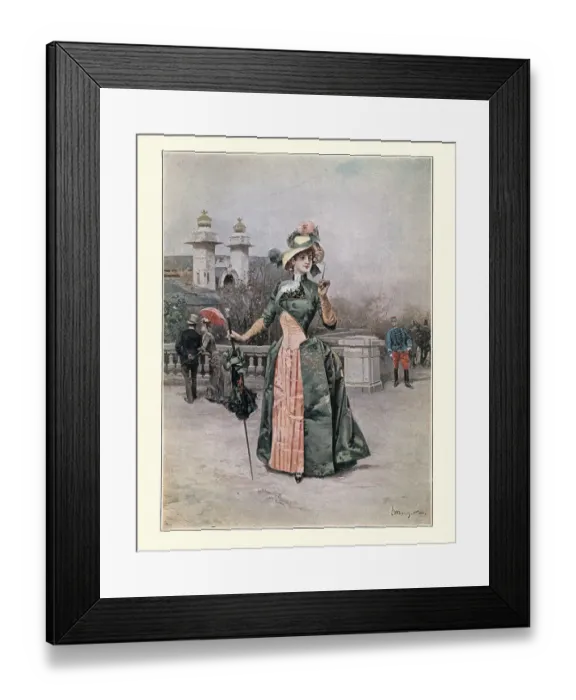 Framed Print : Fashion of a French woman, Victorian, 1880s, 19th Century Framed Print : Fashion of a French woman, Victorian, 1880s, 19th Century
