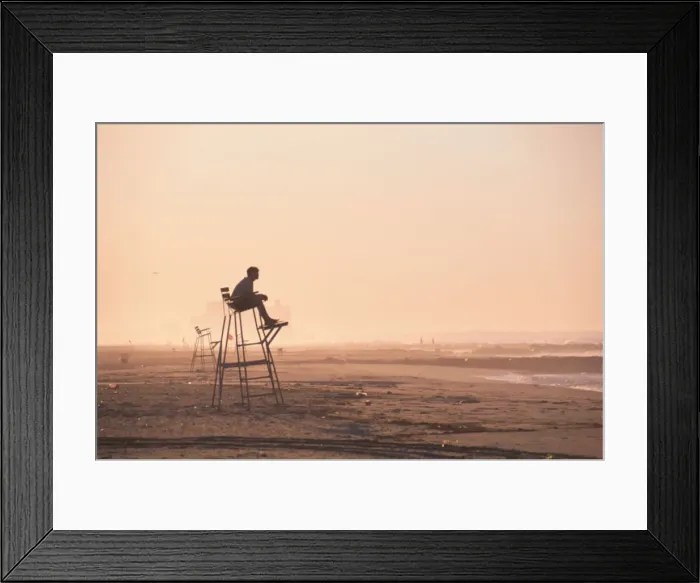 Framed Print : Lifeguard on Beach at Sunset Framed Print : Lifeguard on Beach at Sunset