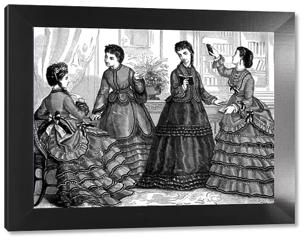 Fashion clothes and hairstyle models from the 1800s