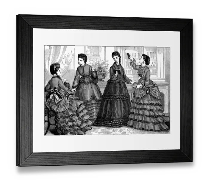Framed Print : Fashion clothes and hairstyle models from the 1800s Framed Print : Fashion clothes and hairstyle models from the 1800s