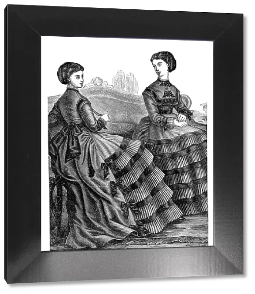 Fashion clothes and hairstyle models from the 1800s