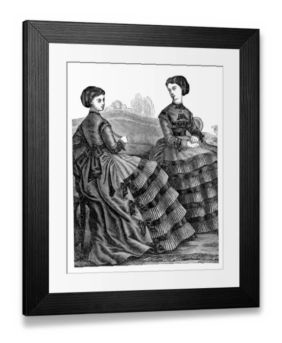 Framed Print : Fashion clothes and hairstyle models from the 1800s Framed Print : Fashion clothes and hairstyle models from the 1800s