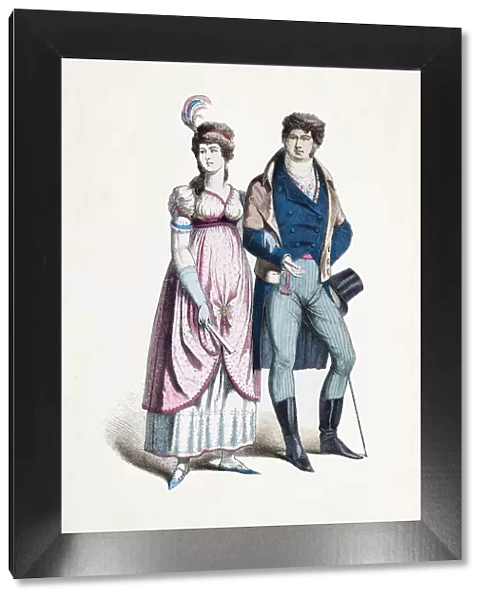 German couple in traditional clothing from 1800