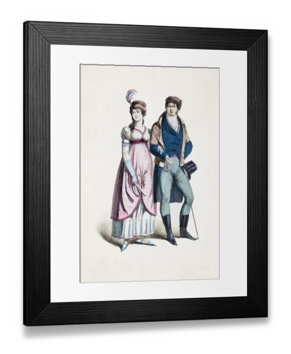 Framed Print : German couple in traditional clothing from 1800 Framed Print : German couple in traditional clothing from 1800