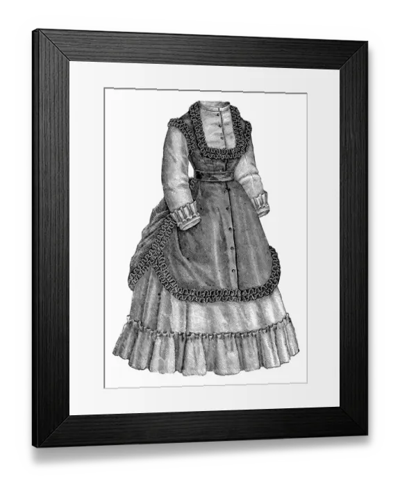 Framed Print : Fashion clothes and hairstyle models from the 1800s Framed Print : Fashion clothes and hairstyle models from the 1800s
