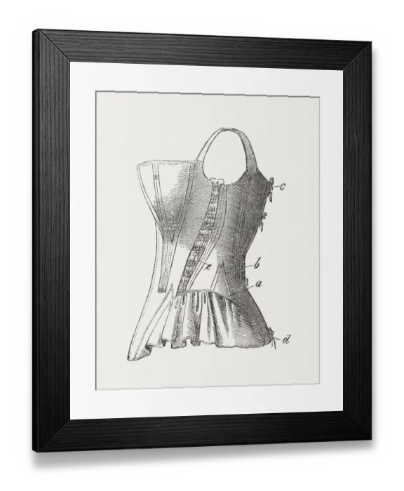Framed Print : Corset (1855), wood engraving, published in 1883 Framed Print : Corset (1855), wood engraving, published in 1883