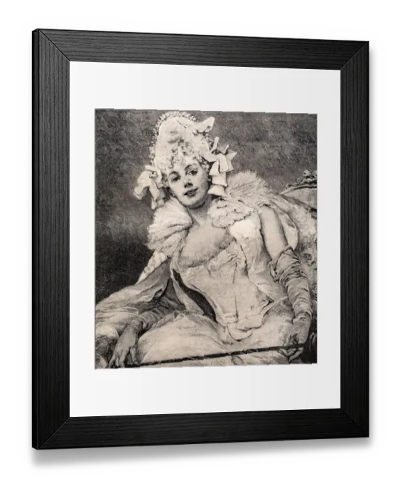Framed Print : au Bal engraving of a fashionable young woman in 1889 Framed Print : au Bal engraving of a fashionable young woman in 1889