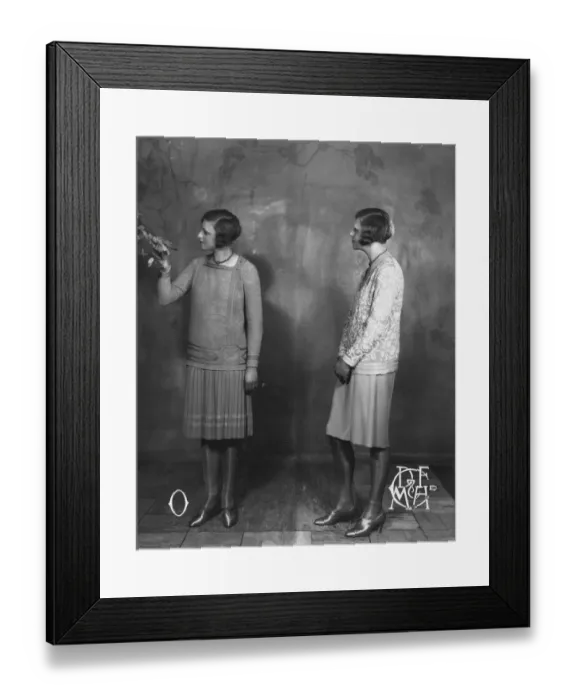 Framed Print : Two Piece. 12th January 1928: Two women modelling two piece suits Framed Print : Two Piece. 12th January 1928: Two women modelling two piece suits