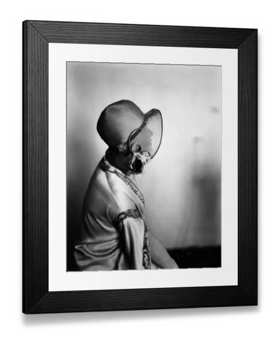 Framed Print : Hat Brim. circa 1928: A woman is silhouetted by her hat brim Framed Print : Hat Brim. circa 1928: A woman is silhouetted by her hat brim