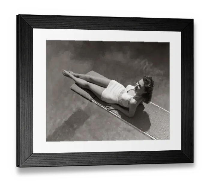 Framed Print : Woman Lying On Diving Board Over Pool Sunbathing Two Piece Bathing Suit Summer Framed Print : Woman Lying On Diving Board Over Pool Sunbathing Two Piece Bathing Suit Summer