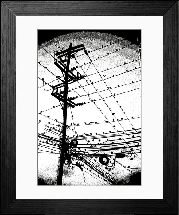 Framed Print : Birds on Wire, 1032990030 Framed Print : Birds on Wire, 1032990030