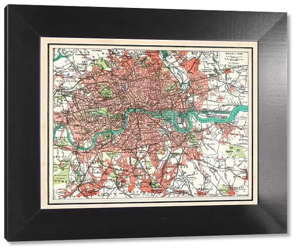 Antique map of London Great Britain 1896