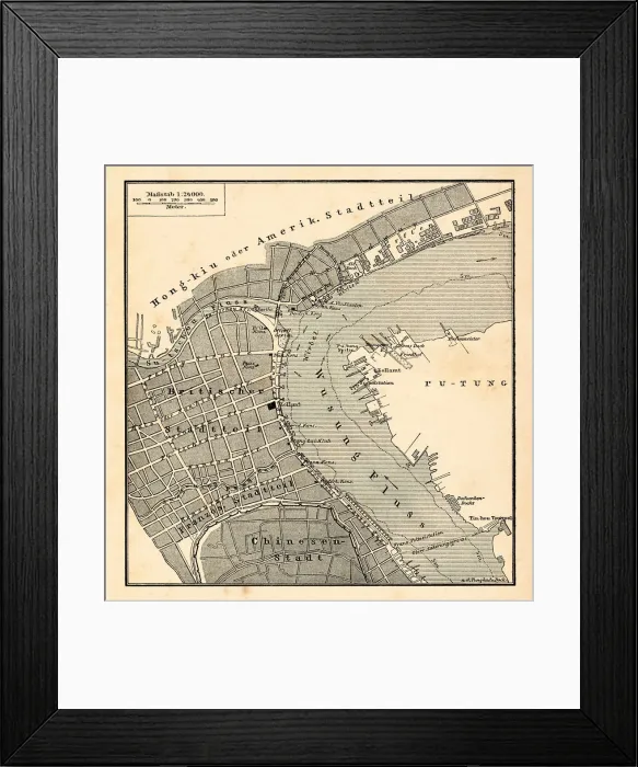 Framed Print : Antique map of Shanghai China 1898 Framed Print : Antique map of Shanghai China 1898
