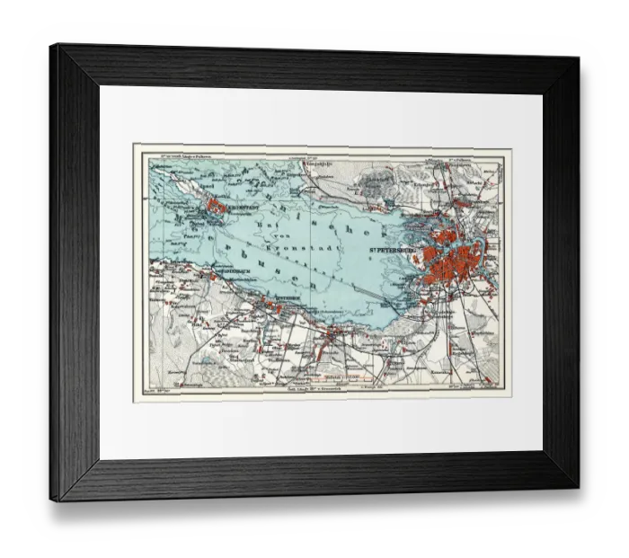 Framed Print : Vintage map of St. Petersburg Russia 1898 Framed Print : Vintage map of St. Petersburg Russia 1898
