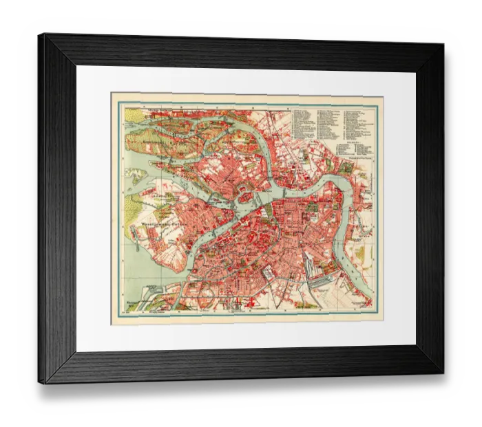 Framed Print : Vintage map of St. Petersburg Russia 1898 Framed Print : Vintage map of St. Petersburg Russia 1898