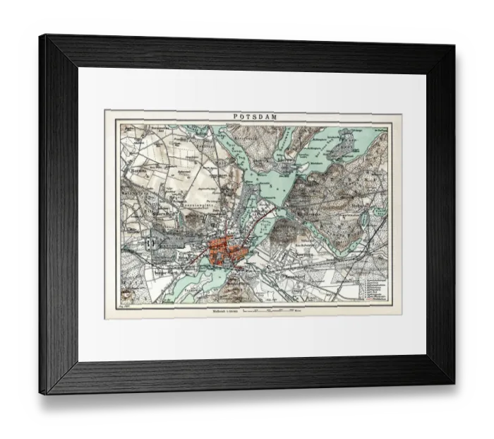 Framed Print : Map of Potsdam Brandenburg Germany 1898 Framed Print : Map of Potsdam Brandenburg Germany 1898