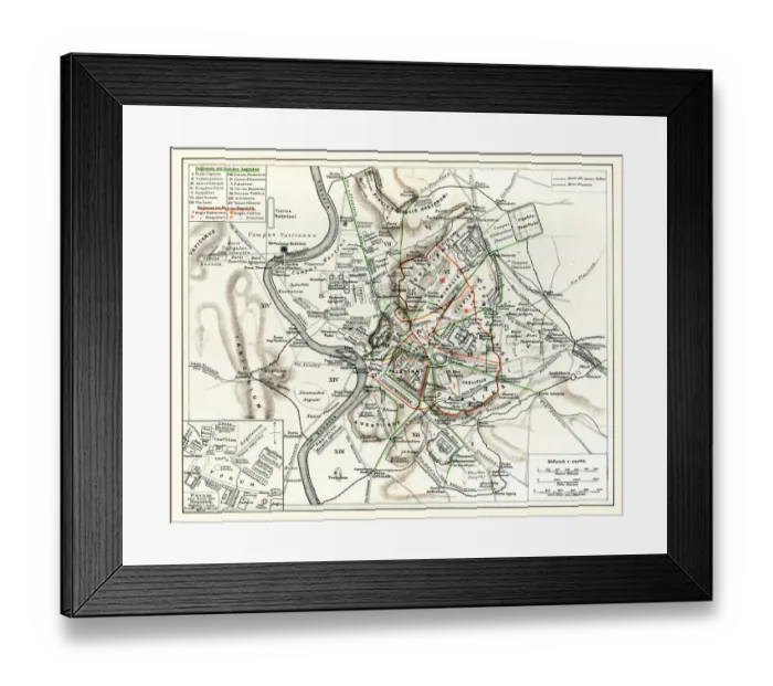 Framed Print : Ancient Rome Italy Map illustration 1898 Framed Print : Ancient Rome Italy Map illustration 1898