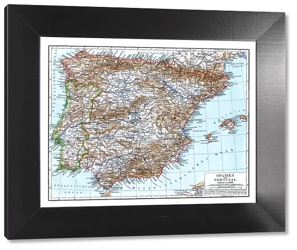 Map of Spain and Portugal 1897