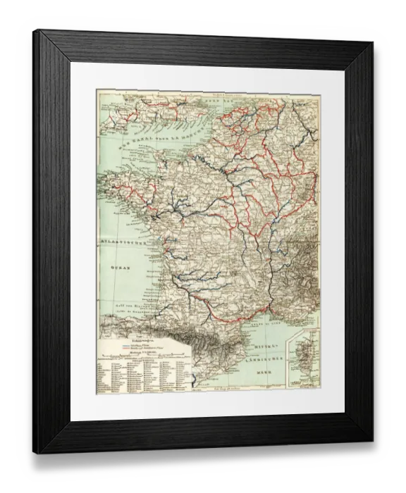 Framed Print : Map of France 1897 Framed Print : Map of France 1897