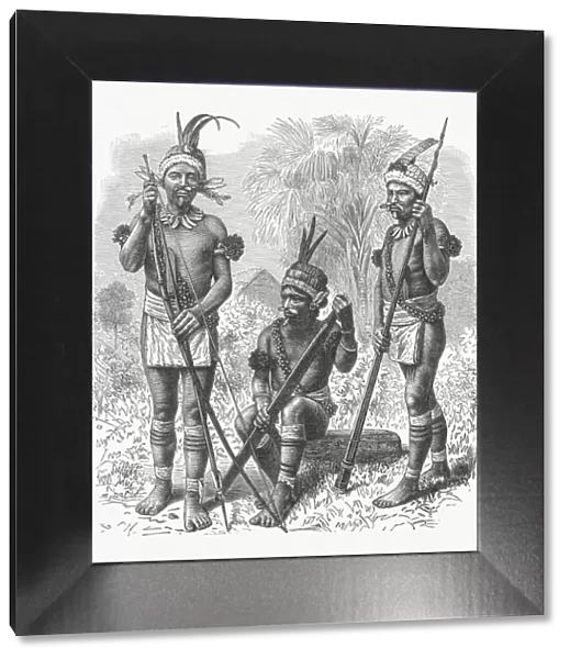 South American native people, wood engraving, published in 1897
