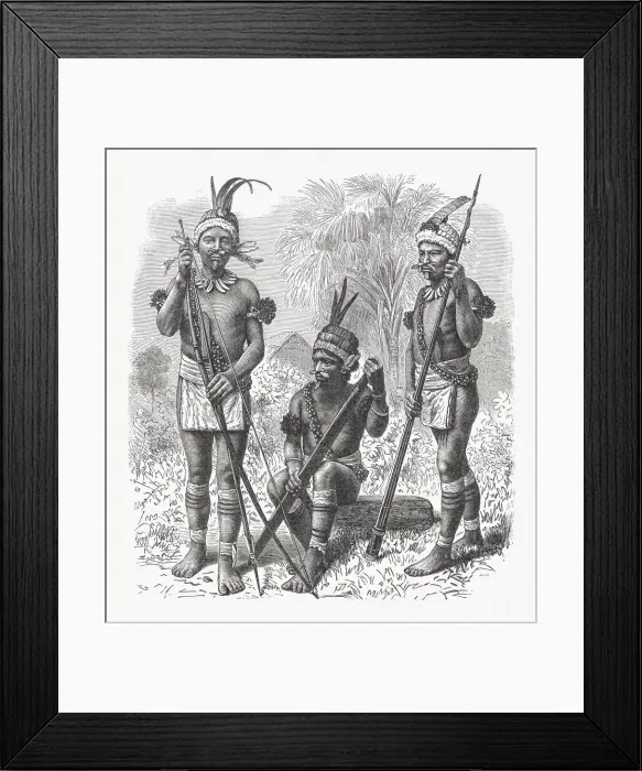 Framed Print : South American native people, wood engraving, published in 1897 Framed Print : South American native people, wood engraving, published in 1897