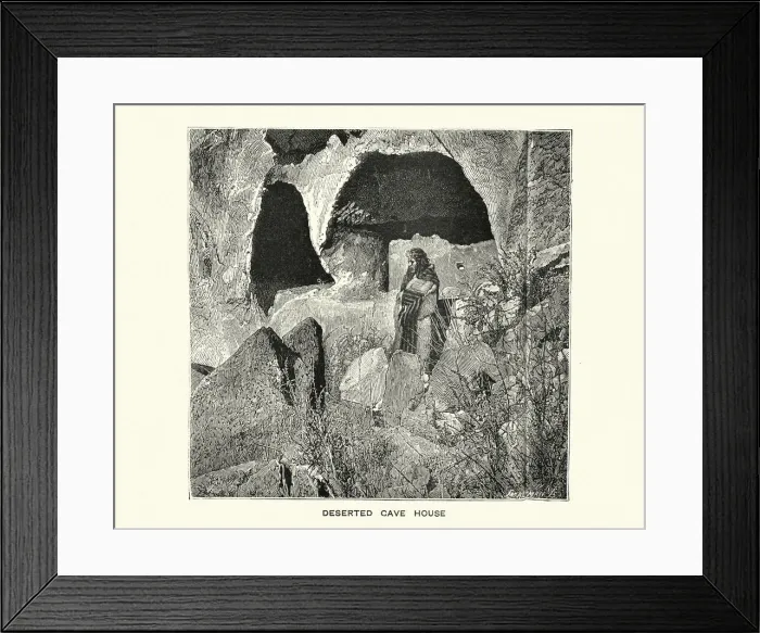 Framed Print : Native American woman outside a deserted cave dwelling Framed Print : Native American woman outside a deserted cave dwelling