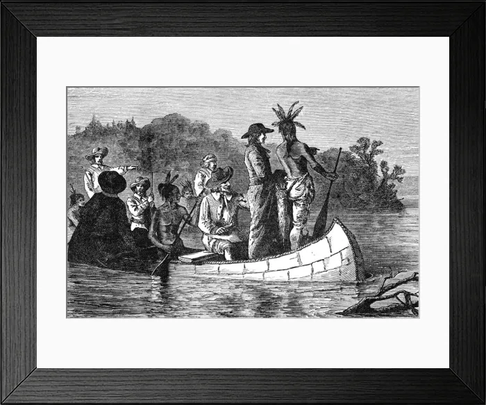 Framed Print : Marquette and Joliet discovering the Mississippi Framed Print : Marquette and Joliet discovering the Mississippi